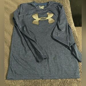 Under Armour Long Sleeve Tech Tee in Navy with Gold Logo